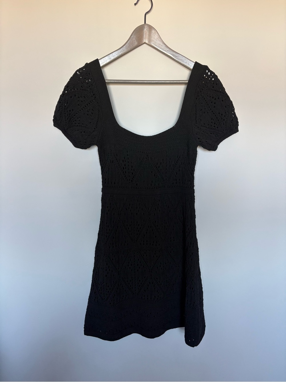 Zara Crochet Knit Puff-Sleeve Women's Dress